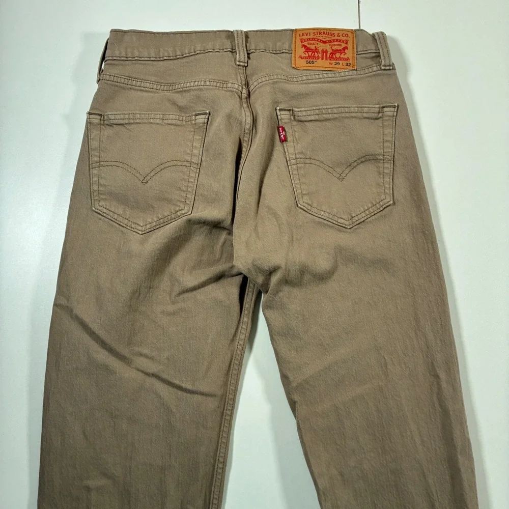 Levi's 505 Regular Fit Jeans 29x32 Tan Khaki Straight Leg Denim